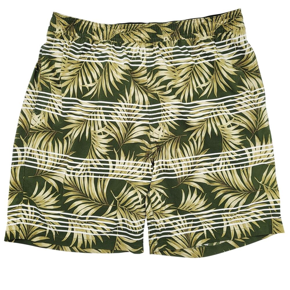 Kirkland Green Tropical Leaf Palm Print Swim Trunks Men's Size L with Pockets
